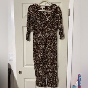 Jessica Simpson Brown Leopard Long Sleeve Dress